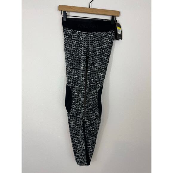 Nike Pro Hyperwarm XS Gray Black Leggings NWT - Picture 1 of 9